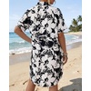image:imageMANGOPOP Swimsuit Coverup for Women Striped Bathing Suit Cover Up Button Down Shirt Beach Cover Ups Dress 2026 Summer OutfitsBlack Floral