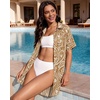 image:imageMANGOPOP Swimsuit Coverup for Women Striped Bathing Suit Cover Up Button Down Shirt Beach Cover Ups Dress 2026 Summer OutfitsKhaki Paisley