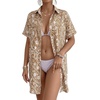 image:imageMANGOPOP Swimsuit Coverup for Women Striped Bathing Suit Cover Up Button Down Shirt Beach Cover Ups Dress 2026 Summer OutfitsKhaki Paisley