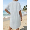 image:imageMANGOPOP Swimsuit Coverup for Women Striped Bathing Suit Cover Up Button Down Shirt Beach Cover Ups Dress 2026 Summer OutfitsLight Blue
