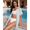 image:imageMANGOPOP Swimsuit Coverup for Women Striped Bathing Suit Cover Up Button Down Shirt Beach Cover Ups Dress 2026 Summer OutfitsLight Blue