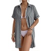 image:imageMANGOPOP Swimsuit Coverup for Women Striped Bathing Suit Cover Up Button Down Shirt Beach Cover Ups Dress 2026 Summer OutfitsNavy Blue