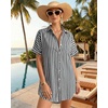 image:imageMANGOPOP Swimsuit Coverup for Women Striped Bathing Suit Cover Up Button Down Shirt Beach Cover Ups Dress 2026 Summer OutfitsNavy Blue