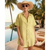 image:imageMANGOPOP Swimsuit Coverup for Women Striped Bathing Suit Cover Up Button Down Shirt Beach Cover Ups Dress 2026 Summer OutfitsYellow
