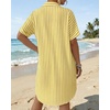 image:imageMANGOPOP Swimsuit Coverup for Women Striped Bathing Suit Cover Up Button Down Shirt Beach Cover Ups Dress 2026 Summer OutfitsYellow