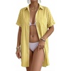 image:imageMANGOPOP Swimsuit Coverup for Women Striped Bathing Suit Cover Up Button Down Shirt Beach Cover Ups Dress 2026 Summer OutfitsYellow