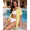 image:imageMANGOPOP Swimsuit Coverup for Women Striped Bathing Suit Cover Up Button Down Shirt Beach Cover Ups Dress 2026 Summer OutfitsYellow