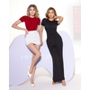 image:imageMANGOPOP Women Crew Neck Short Sleeve Bodysuit Double Lined Thong Body Suits Shirts Basic TopRed