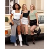 image:imageMANGOPOP Women Square Neck Short Sleeve Bodysuit Double Lined Thong Body Suits Shirts Basic TopMisty Jade