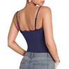 image:imageMANGOPOP Womens Lace Cami Thong Bodysuit Double Lined Square Neck Backless Body Suit Adjustable Spaghetti Strap Tank TopsDeep Blue
