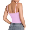 image:imageMANGOPOP Womens Lace Cami Thong Bodysuit Double Lined Square Neck Backless Body Suit Adjustable Spaghetti Strap Tank TopsRose Quartz