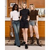 image:imageMANGOPOP Womens Mock Turtle Neck Bodysuits Half Elbow Short 34 Sleeve Bodysuit for Going OutA White