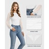 image:imageMANGOPOP Womens Sheer Mesh Puff Long Sleeve Bodysuit Double Lined Crew Neck Thong Body Suits Trendy Fall Tops 202502 White