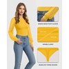 image:imageMANGOPOP Womens Sheer Mesh Puff Long Sleeve Bodysuit Double Lined Crew Neck Thong Body Suits Trendy Fall Tops 2025Yellow