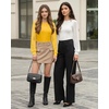 image:imageMANGOPOP Womens Sheer Mesh Puff Long Sleeve Bodysuit Double Lined Crew Neck Thong Body Suits Trendy Fall Tops 2025Yellow