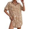 image:imageMANGOPOP Swimsuit Coverup for Women Striped Bathing Suit Cover Up Button Down Shirt Beach Cover Ups Dress 2026 Summer OutfitsKhaki Paisley