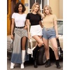 image:imageMANGOPOP Fitted Crew Neck Short Sleeve Shirts for Women Basic Tees TopsA02 White
