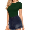 image:imageMANGOPOP Fitted Crew Neck Short Sleeve Shirts for Women Basic Tees TopsA04 Deep Green