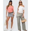 image:imageMANGOPOP Off The Shoulder Tops for Women Short Sleeve Asymmetrical Cinched Waist Casual Loose Going Out Trendy Y2k Tops 2026Dark Pink
