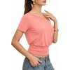 image:imageMANGOPOP Off The Shoulder Tops for Women Short Sleeve Asymmetrical Cinched Waist Casual Loose Going Out Trendy Y2k Tops 2026Dark Pink