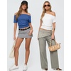 image:imageMANGOPOP Off The Shoulder Tops for Women Short Sleeve Asymmetrical Cinched Waist Casual Loose Going Out Trendy Y2k Tops 2026Royal Blue