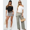 image:imageMANGOPOP Off The Shoulder Tops for Women Short Sleeve Asymmetrical Cinched Waist Casual Loose Going Out Trendy Y2k Tops 2026White