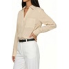 image:imageMANGOPOP Striped Button Down Shirts for Women Dress Shirts V Neck Long Sleeve Casual Blouses Office Work Shirt with PocketKhaki and White Stripes