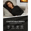 image:imageMANGOPOP Womens Long Sleeve Bodysuit Crew Neck Sweater Slim Fitted Body Suit Thermal Fleece Ribbed Knit Fall Tops 202501 Black