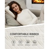 image:imageMANGOPOP Womens Long Sleeve Bodysuit Crew Neck Sweater Slim Fitted Body Suit Thermal Fleece Ribbed Knit Fall Tops 202502 White