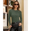 image:imageMANGOPOP Womens Long Sleeve Bodysuit Crew Neck Sweater Slim Fitted Body Suit Thermal Fleece Ribbed Knit Fall Tops 2025Army Green