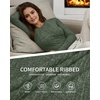 image:imageMANGOPOP Womens Long Sleeve Bodysuit Crew Neck Sweater Slim Fitted Body Suit Thermal Fleece Ribbed Knit Fall Tops 2025Army Green
