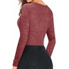 image:imageMANGOPOP Womens Long Sleeve Bodysuit Crew Neck Sweater Slim Fitted Body Suit Thermal Fleece Ribbed Knit Fall Tops 2025Burgundy