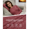 image:imageMANGOPOP Womens Long Sleeve Bodysuit Crew Neck Sweater Slim Fitted Body Suit Thermal Fleece Ribbed Knit Fall Tops 2025Burgundy