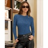 image:imageMANGOPOP Womens Long Sleeve Bodysuit Crew Neck Sweater Slim Fitted Body Suit Thermal Fleece Ribbed Knit Fall Tops 2025Deep Blue