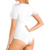 image:imageMANGOPOP Womens Long Sleeve Short Sleeve Bodysuit Sexy V Neck Body Suits Fitted Fall Going Out Tops01short Sleeve White