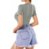 image:imageMANGOPOP Womens Long Sleeve Short Sleeve Bodysuit Sexy V Neck Body Suits Fitted Fall Going Out Tops04short Sleeve Elephant Grey