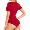image:imageMANGOPOP Womens Long Sleeve Short Sleeve Bodysuit Sexy V Neck Body Suits Fitted Fall Going Out Tops04short Sleeve Red