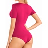 image:imageMANGOPOP Womens Long Sleeve Short Sleeve Bodysuit Sexy V Neck Body Suits Fitted Fall Going Out Tops04short Sleeve Rose Pink