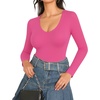 image:imageMANGOPOP Womens Long Sleeve Short Sleeve Bodysuit Sexy V Neck Body Suits Fitted Fall Going Out Tops05long Sleeve Blush