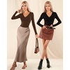 image:imageMANGOPOP Womens Long Sleeve Short Sleeve Bodysuit Sexy V Neck Body Suits Fitted Fall Going Out Tops06fleece Lined Coffee