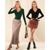 image:imageMANGOPOP Womens Long Sleeve Short Sleeve Bodysuit Sexy V Neck Body Suits Fitted Fall Going Out Tops06fleece Lined Deep Green