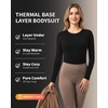 image:imageMANGOPOP Womens Long Sleeve Thermal Fleece Bodysuit Crew Neck Slim Fit Body Suit Warm Base Layer Tops Fall Outfits 2025A01 Black