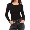 image:imageMANGOPOP Womens Long Sleeve Thermal Fleece Bodysuit Crew Neck Slim Fit Body Suit Warm Base Layer Tops Fall Outfits 2025A01 Black