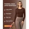 image:imageMANGOPOP Womens Long Sleeve Thermal Fleece Bodysuit Crew Neck Slim Fit Body Suit Warm Base Layer Tops Fall Outfits 2025Coffee