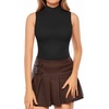 image:imageMANGOPOP Womens Mock Turtle Neck Sleeveless Tank Tops Bodysuit Leotard Clothing01 Black