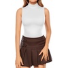 image:imageMANGOPOP Womens Mock Turtle Neck Sleeveless Tank Tops Bodysuit Leotard Clothing02 White