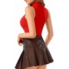 image:imageMANGOPOP Womens Mock Turtle Neck Sleeveless Tank Tops Bodysuit Leotard Clothing08 Red