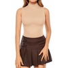 image:imageMANGOPOP Womens Mock Turtle Neck Sleeveless Tank Tops Bodysuit Leotard Clothing10 Nude