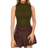 image:imageMANGOPOP Womens Mock Turtle Neck Sleeveless Tank Tops Bodysuit Leotard Clothing12 Army Green