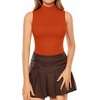 image:imageMANGOPOP Womens Mock Turtle Neck Sleeveless Tank Tops Bodysuit Leotard Clothing13 Sorrel